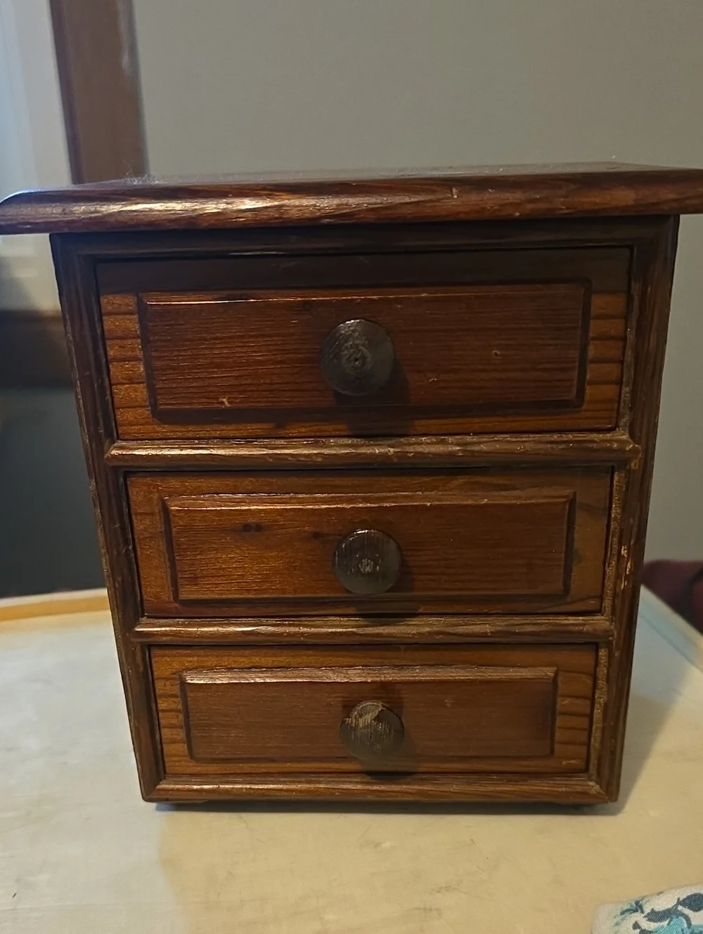 Small Wooden 3-Drawer Jewelry Organizer - Brown